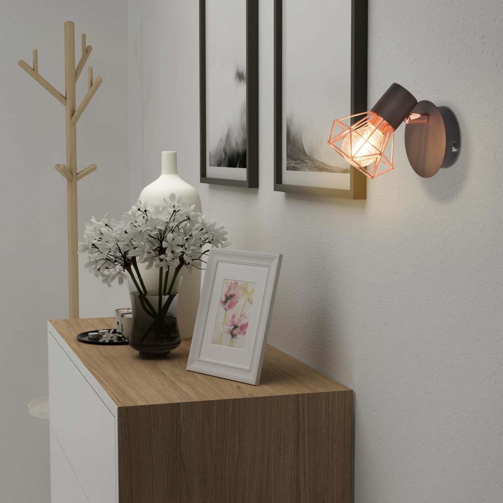 Appliques murales, lot de 2, E14, noir et cuivre