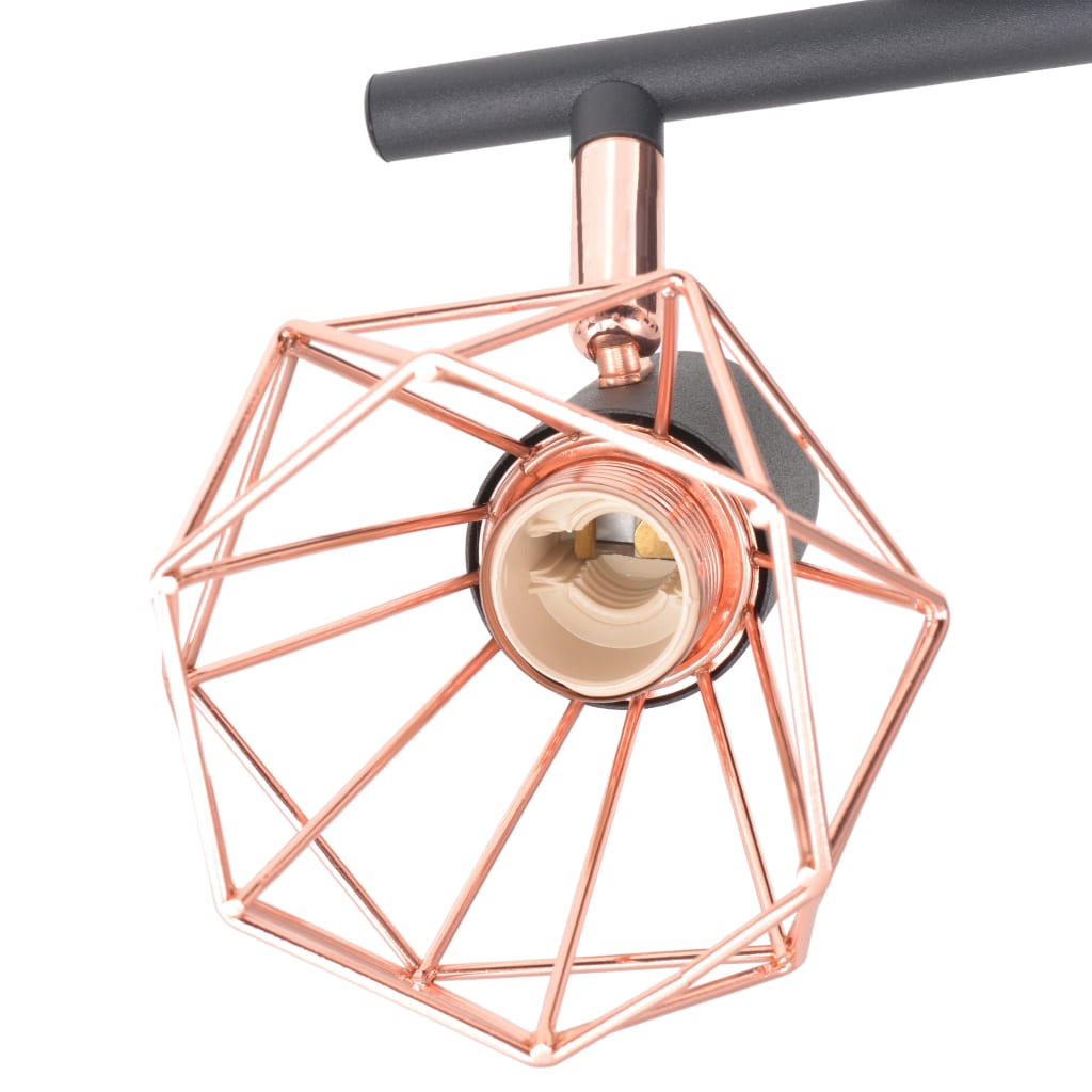 Ceiling light with 4 spotlights E14 black and copper