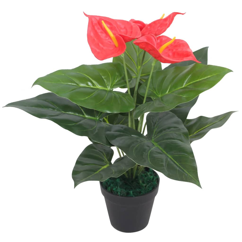 Fleur artificielle de flamant rose avec pot 45 cm rouge et jaune