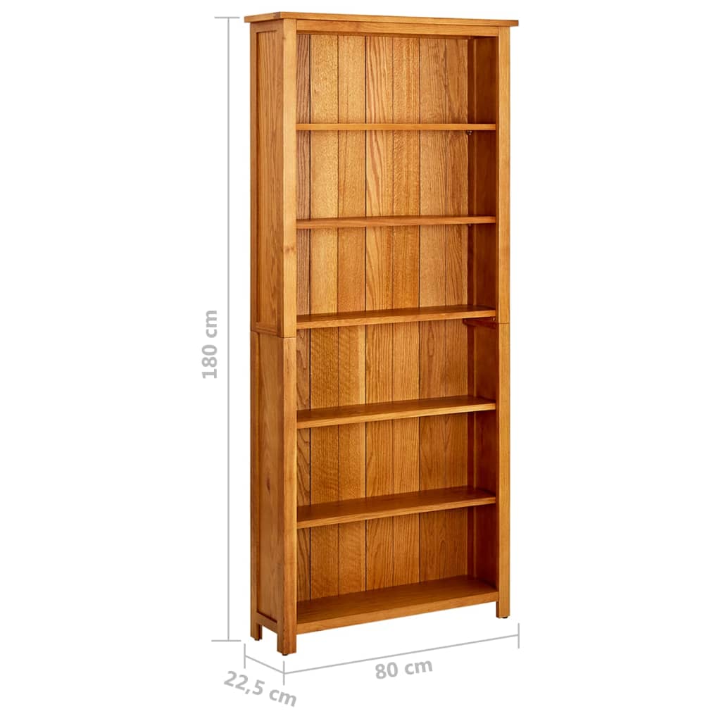 Bookshelf 6 compartments 80x22.5x180 cm solid oak