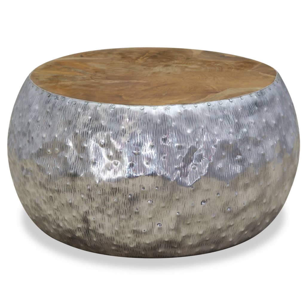 Table basse en aluminium teck 60x60x30 cm
