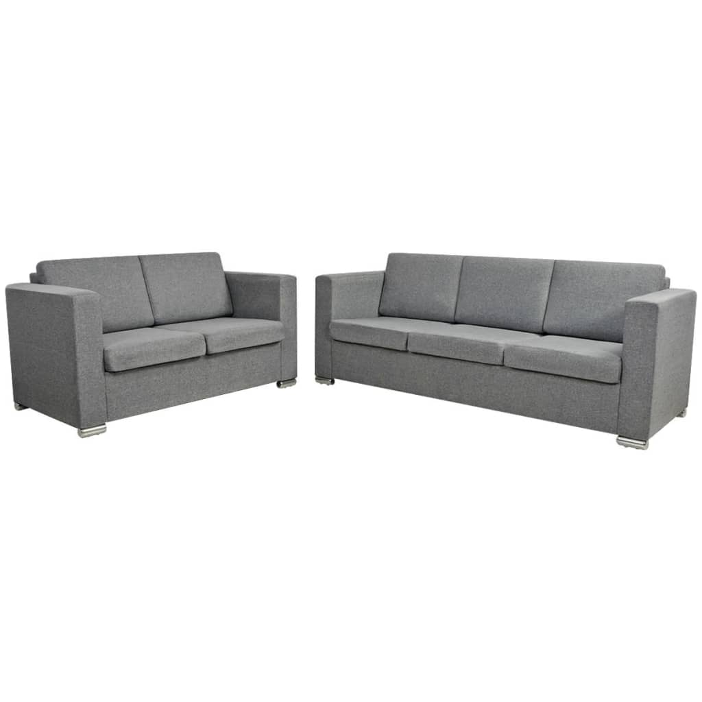 Two-piece sofa set fabric light grey