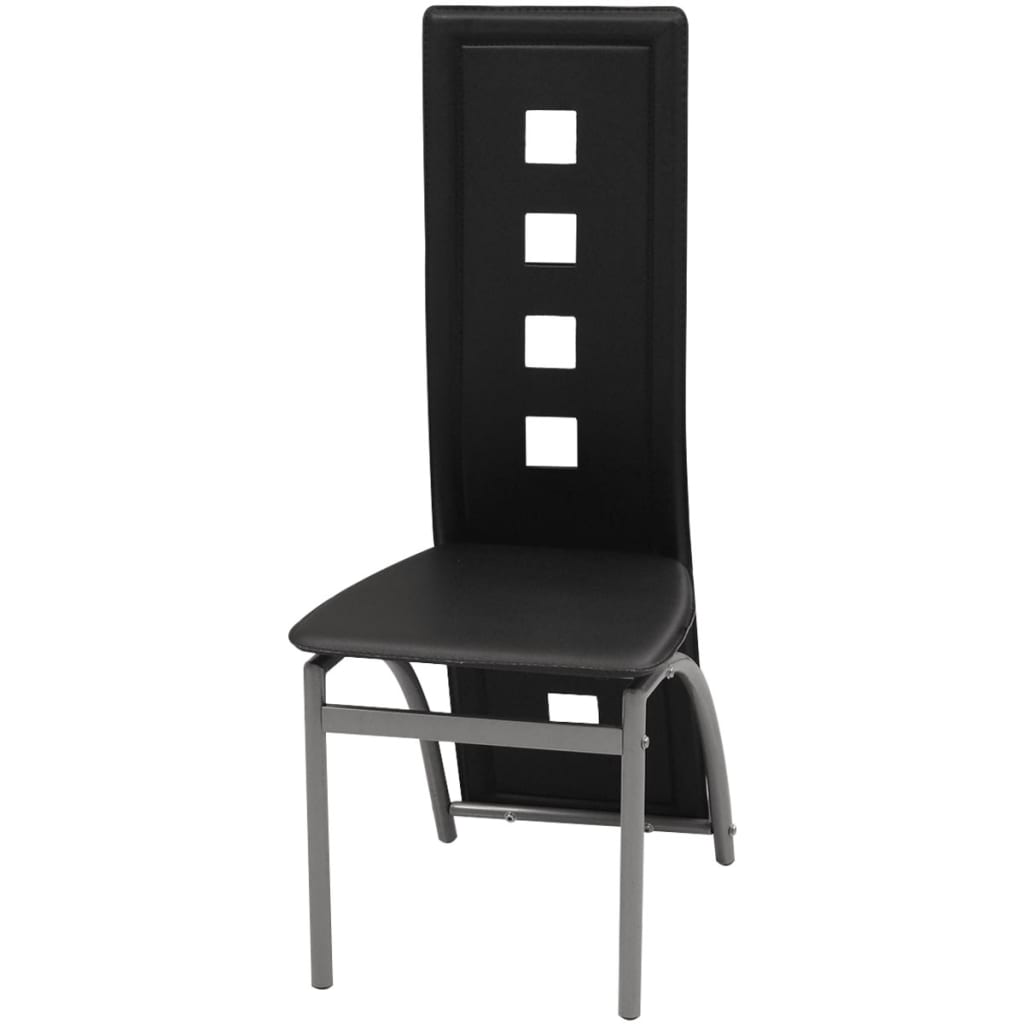 Chaises de salle à manger, lot de 6, similicuir noir
