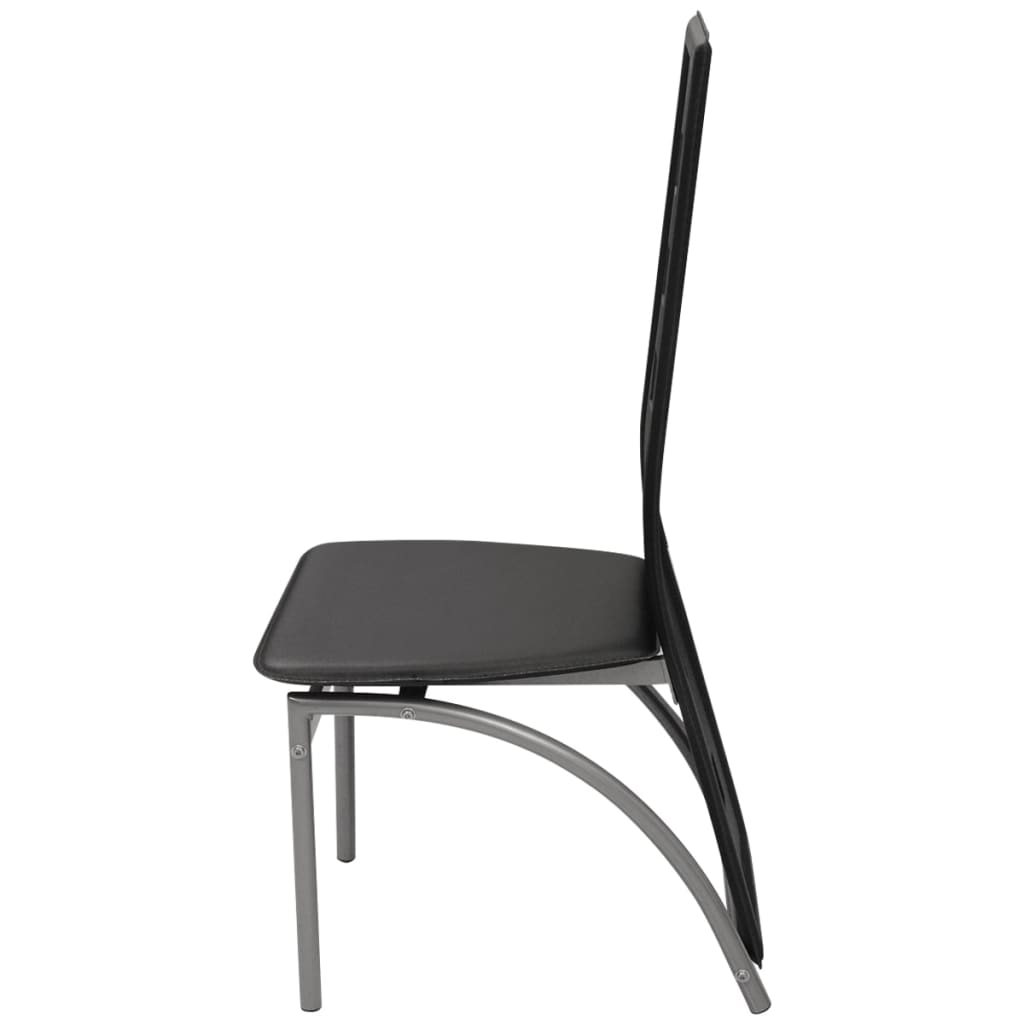 Chaises de salle à manger, lot de 6, similicuir noir
