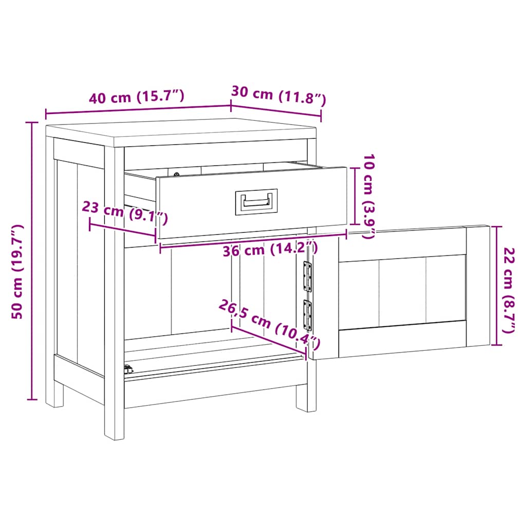 Nachttisch Massivholz Teak 40x30x50 cm