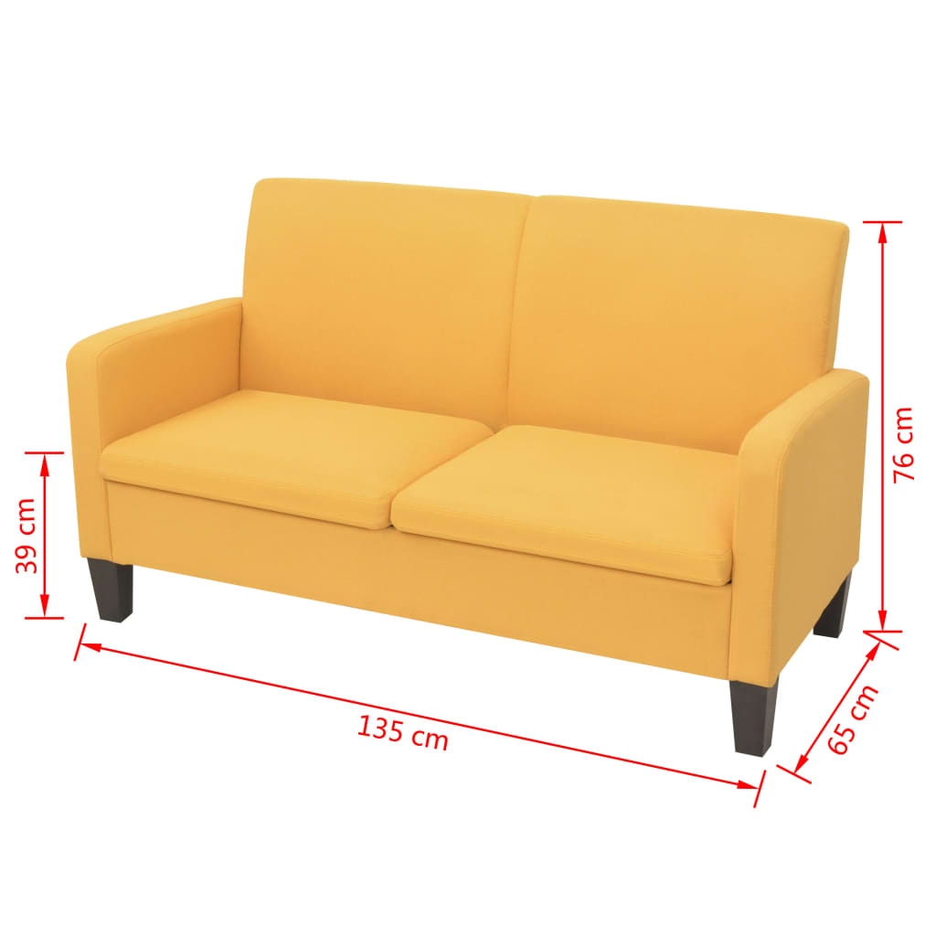 Canapé 2 places 135x65x76 cm jaune