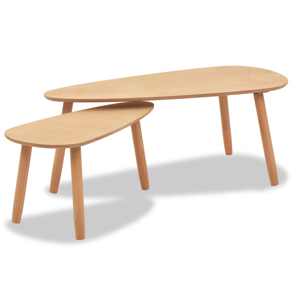 2-piece coffee table set solid pine brown
