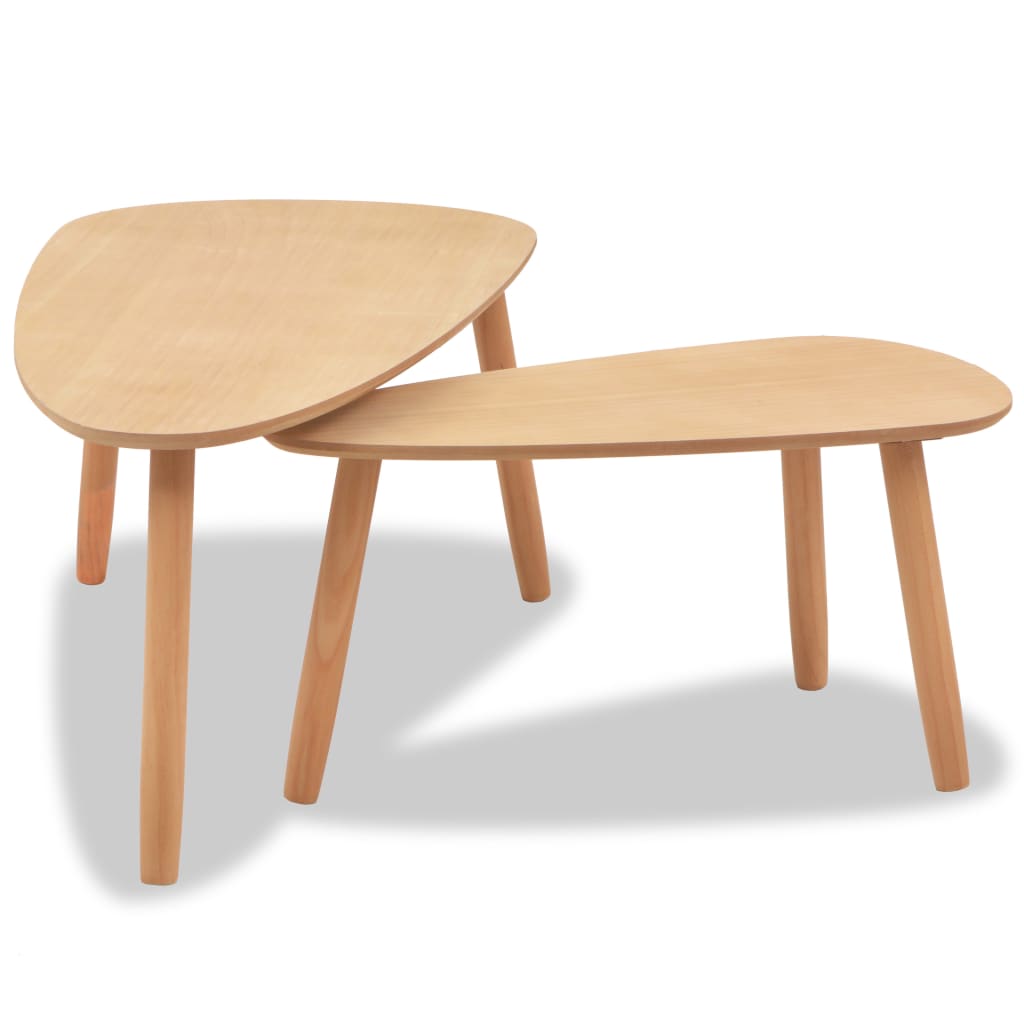 2-piece coffee table set solid pine brown