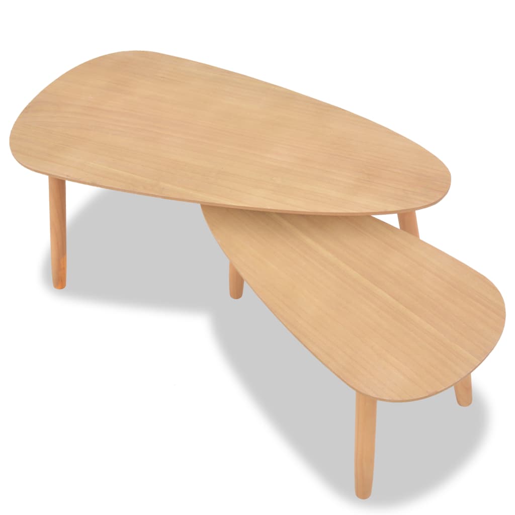 2-piece coffee table set solid pine brown