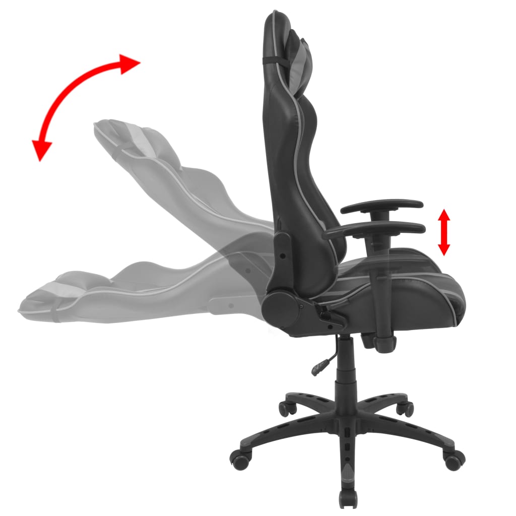 Neigbarer Racing-Bürostuhl Kunstleder Grau