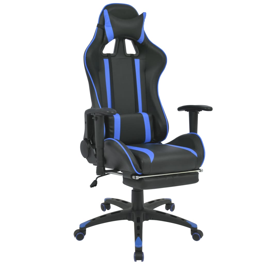 Reclining Racing Office Chair with Footrest Blue