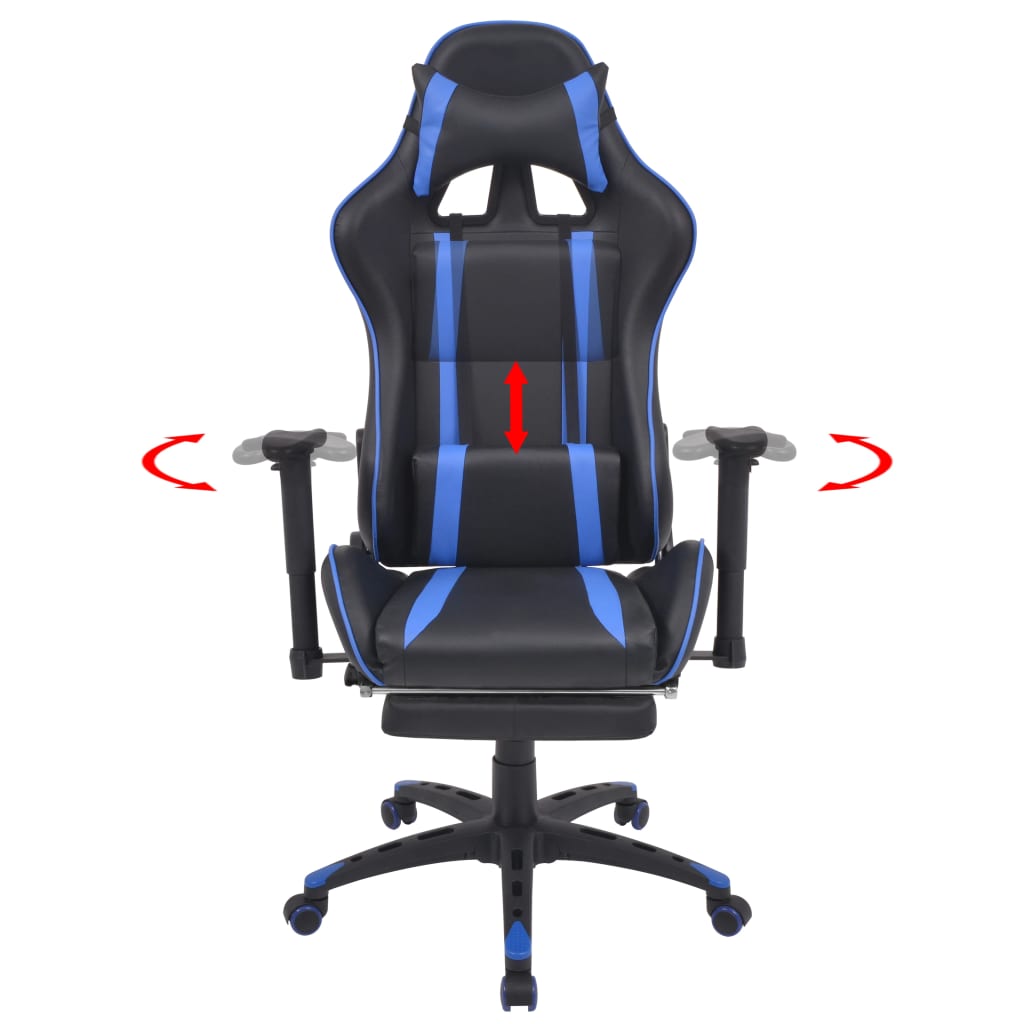 Reclining Racing Office Chair with Footrest Blue