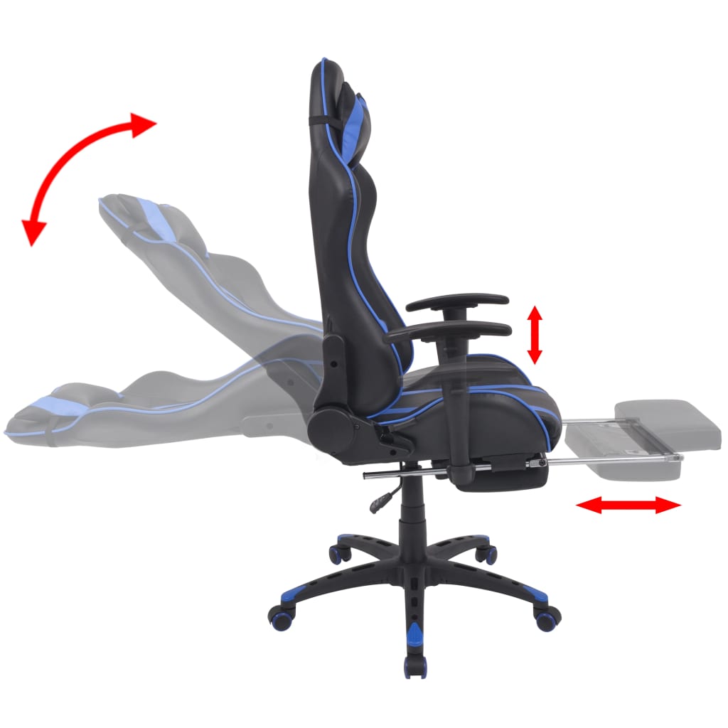 Reclining Racing Office Chair with Footrest Blue
