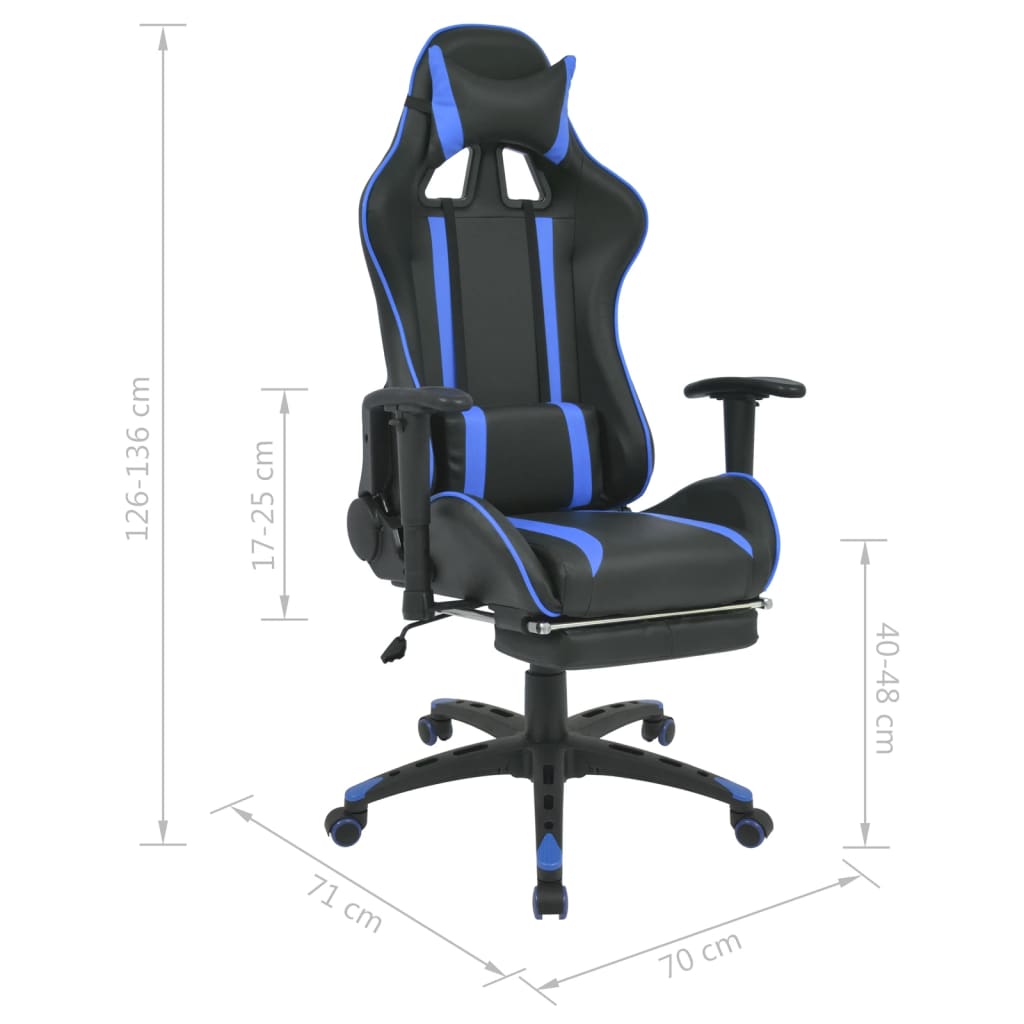 Reclining Racing Office Chair with Footrest Blue