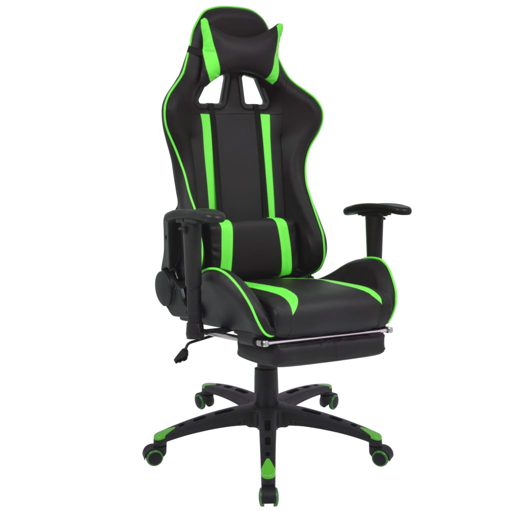 Neigbarer Racing-Bürostuhl mit Fußstütze Grün