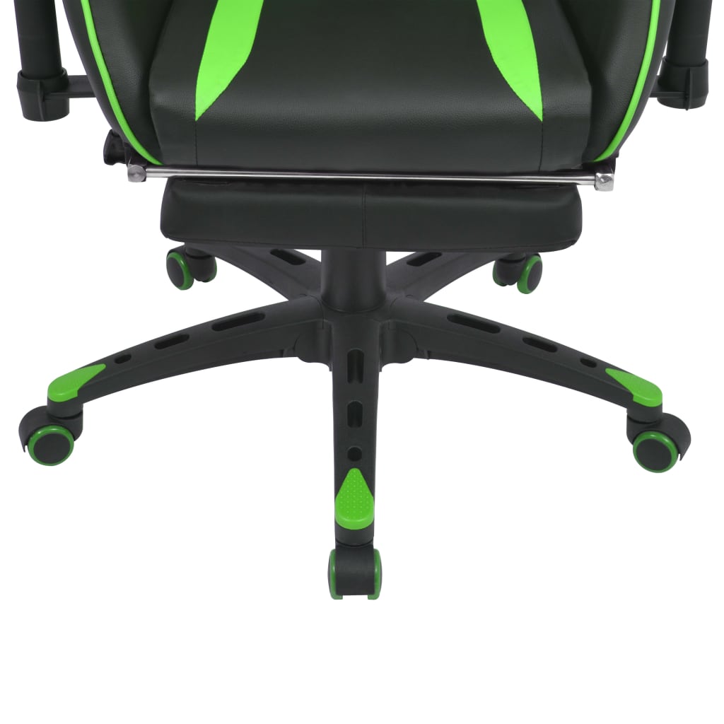Neigbarer Racing-Bürostuhl mit Fußstütze Grün