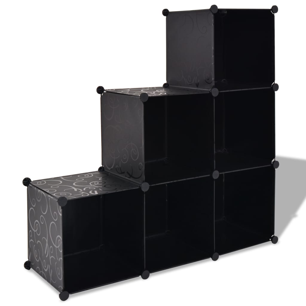 Étagère cube à 6 compartiments noire