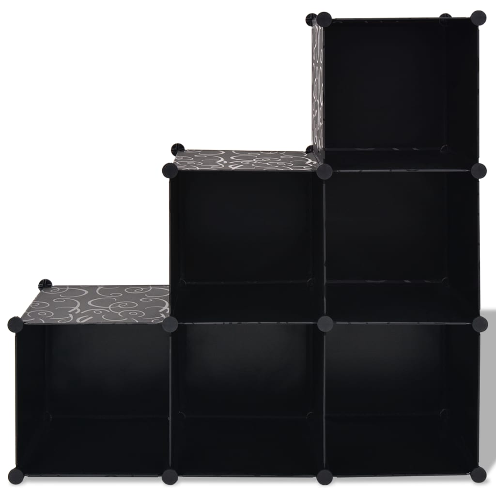 Étagère cube à 6 compartiments noire
