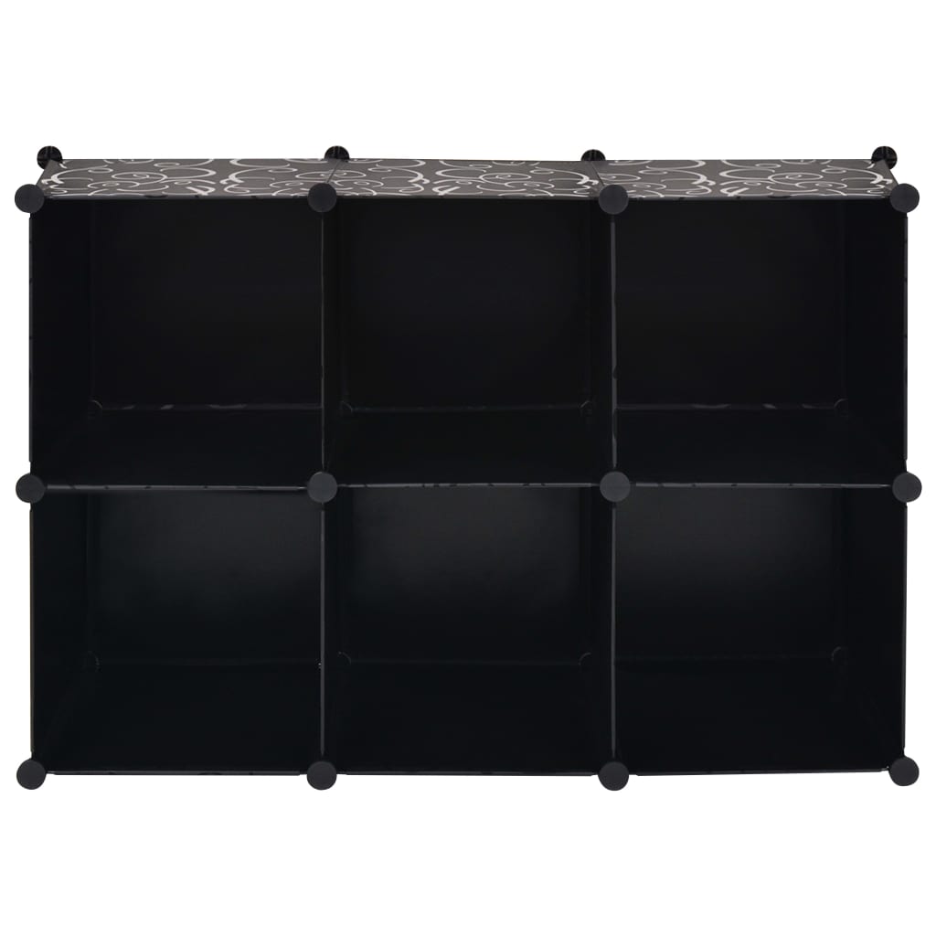 Étagère cube à 6 compartiments noire