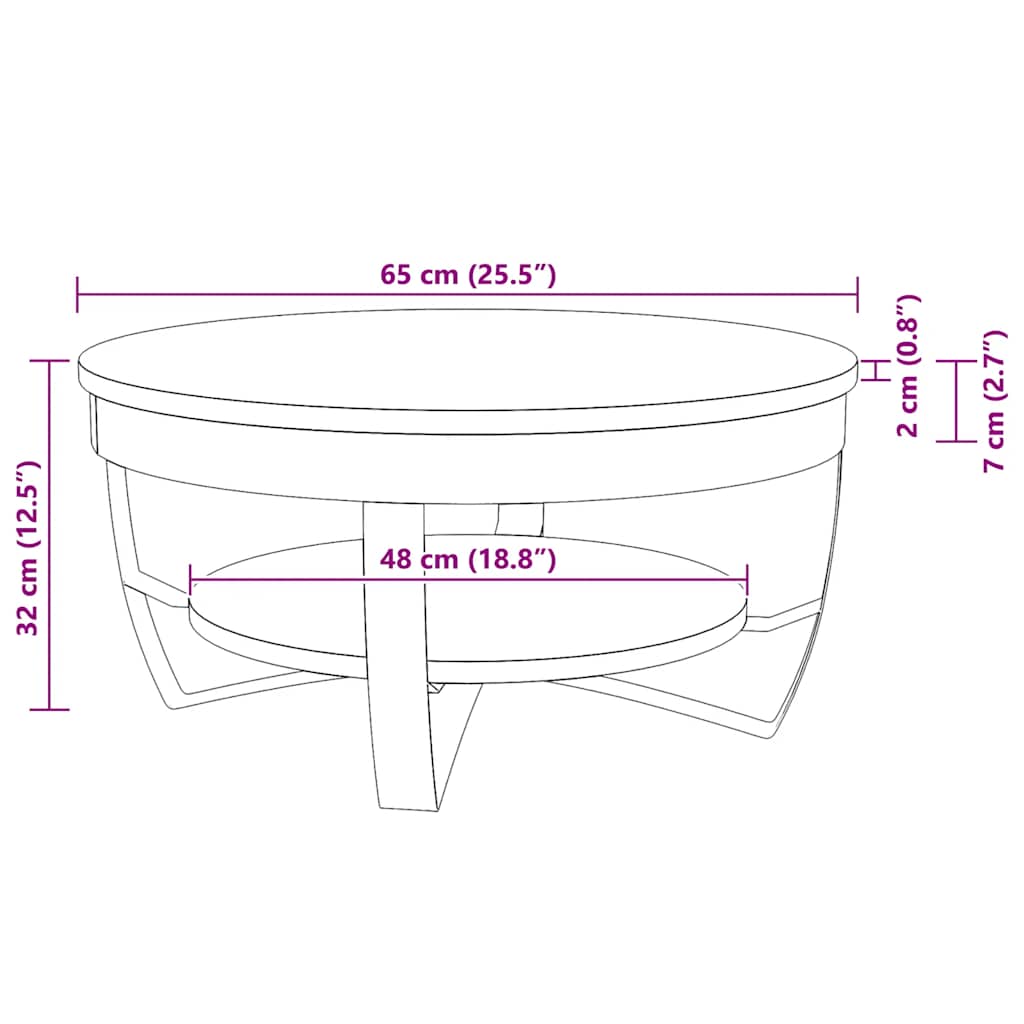 Couchtisch mit Ablage Altholz Massiv 65x32 cm
