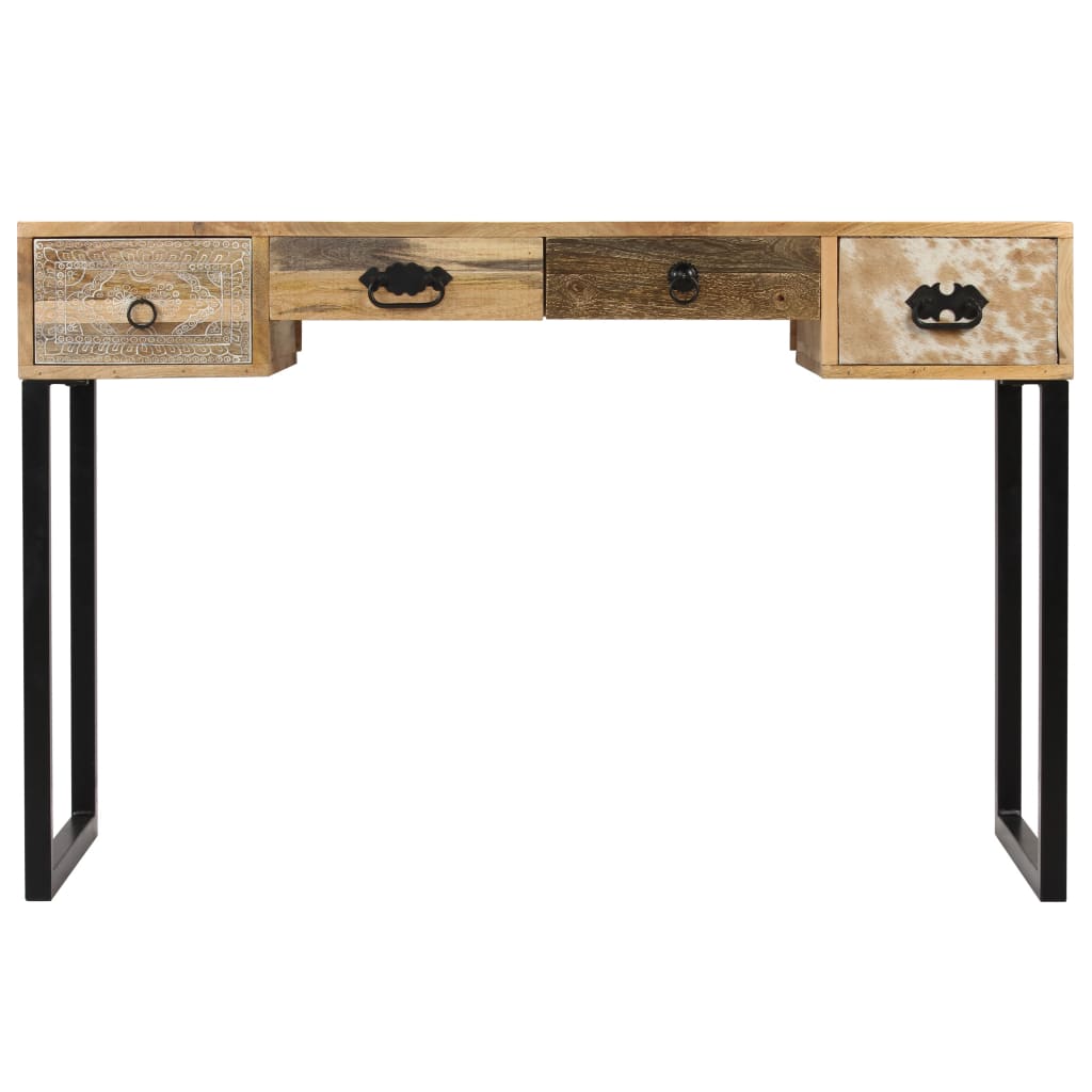 Schreibtisch Mangoholz Massiv und Echtleder 117x50x76 cm