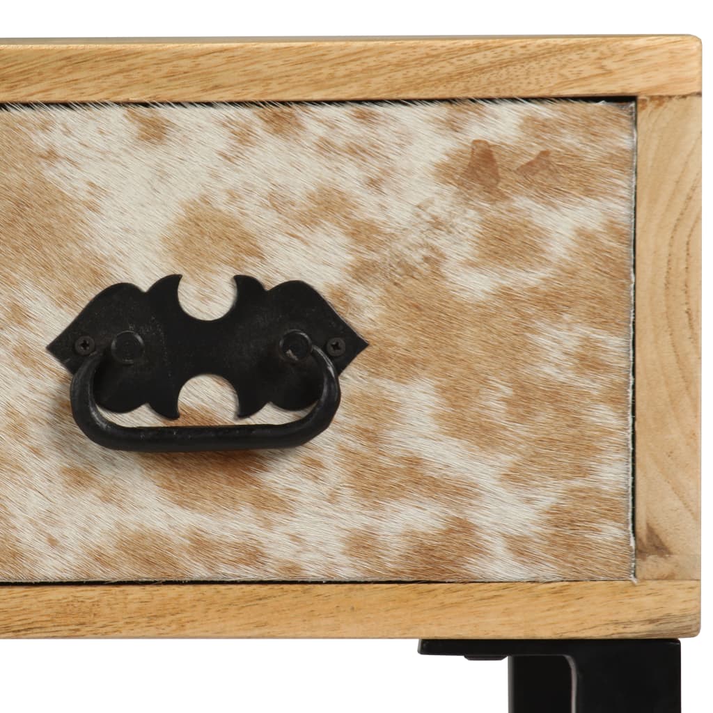 Schreibtisch Mangoholz Massiv und Echtleder 117x50x76 cm