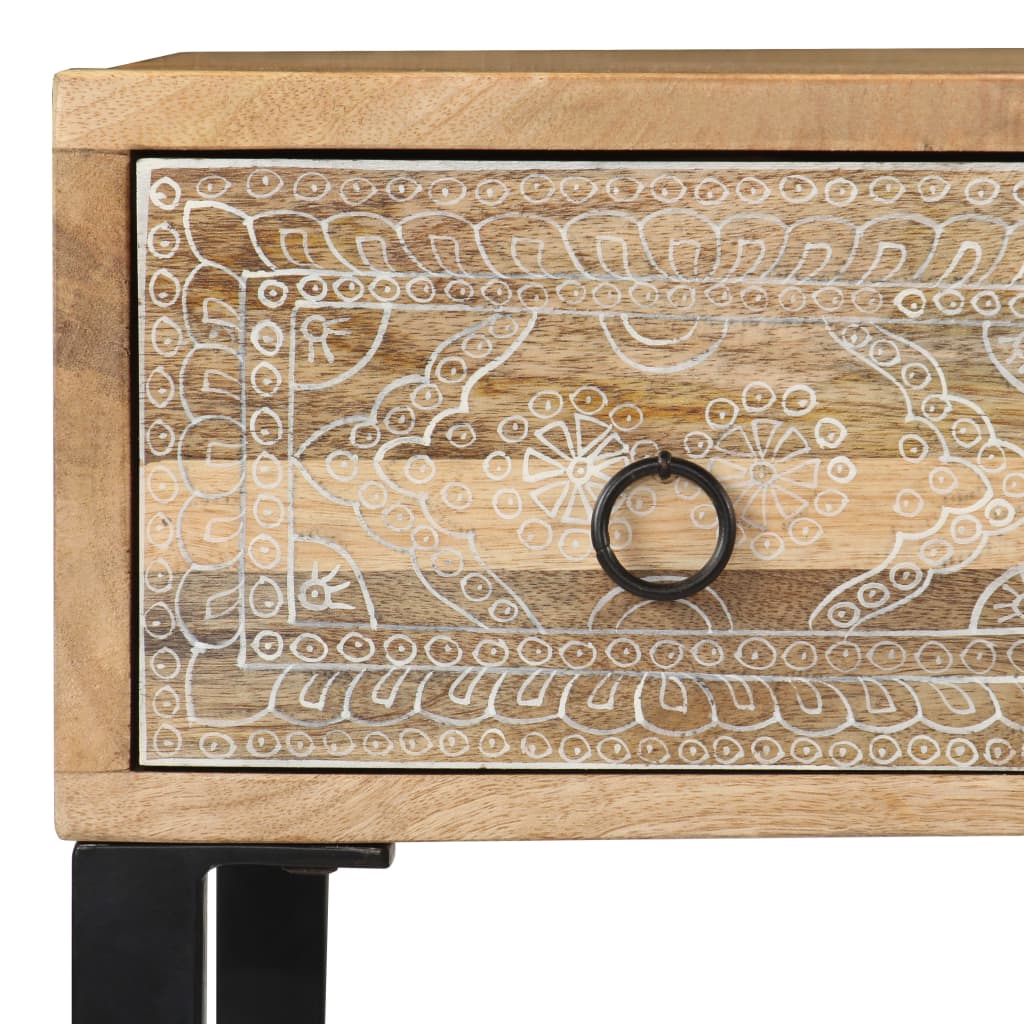 Schreibtisch Mangoholz Massiv und Echtleder 117x50x76 cm