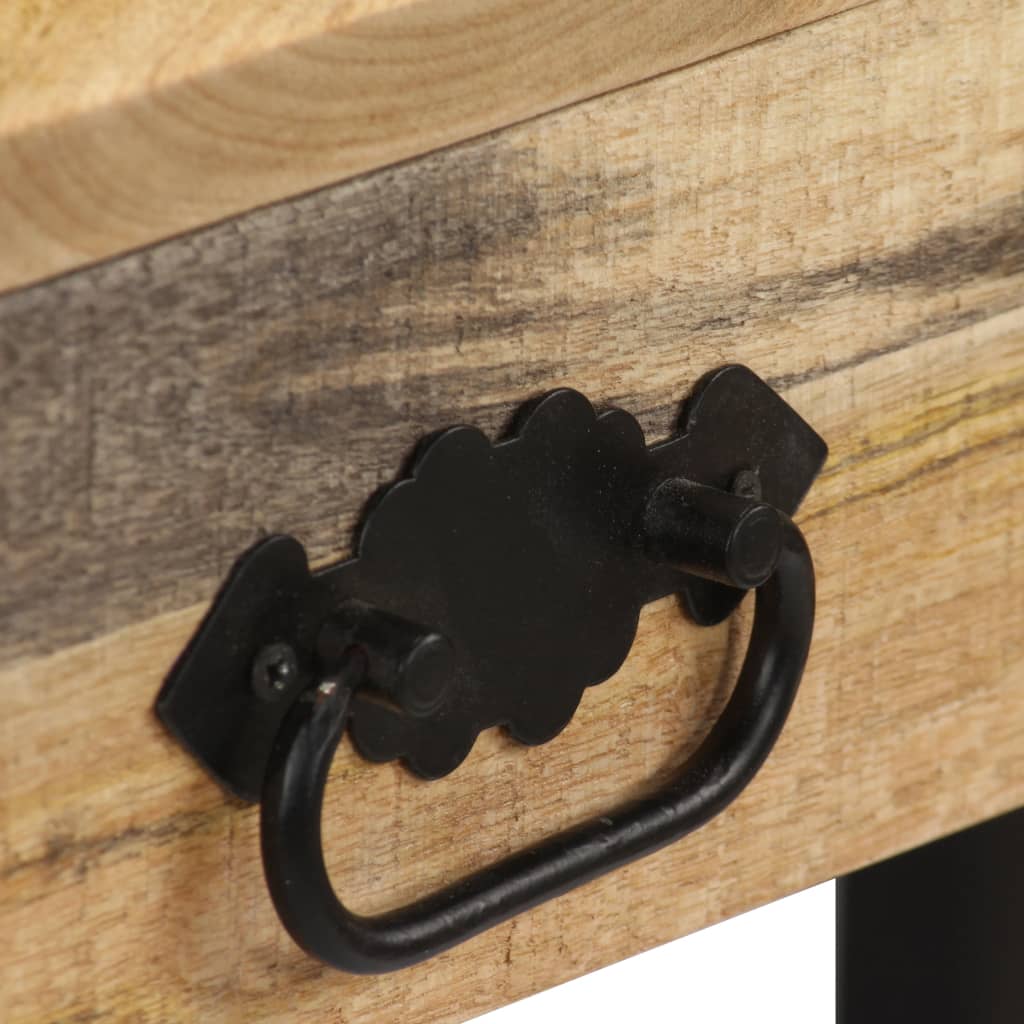 Schreibtisch Mangoholz Massiv und Echtleder 117x50x76 cm
