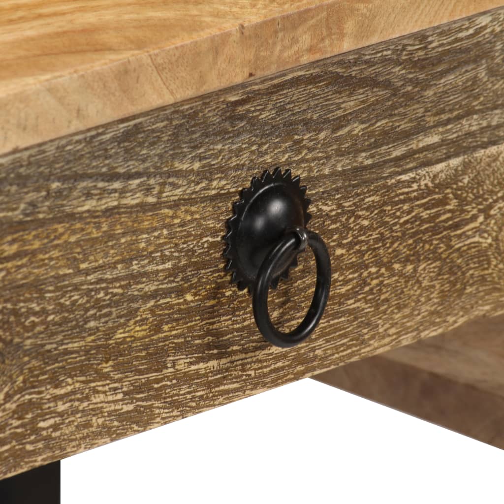 Schreibtisch Mangoholz Massiv und Echtleder 117x50x76 cm