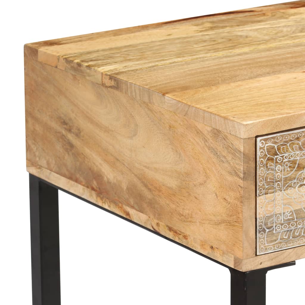 Schreibtisch Mangoholz Massiv und Echtleder 117x50x76 cm