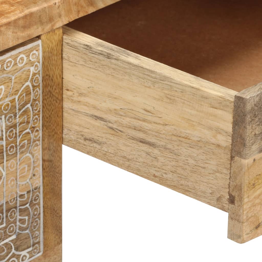 Schreibtisch Mangoholz Massiv und Echtleder 117x50x76 cm