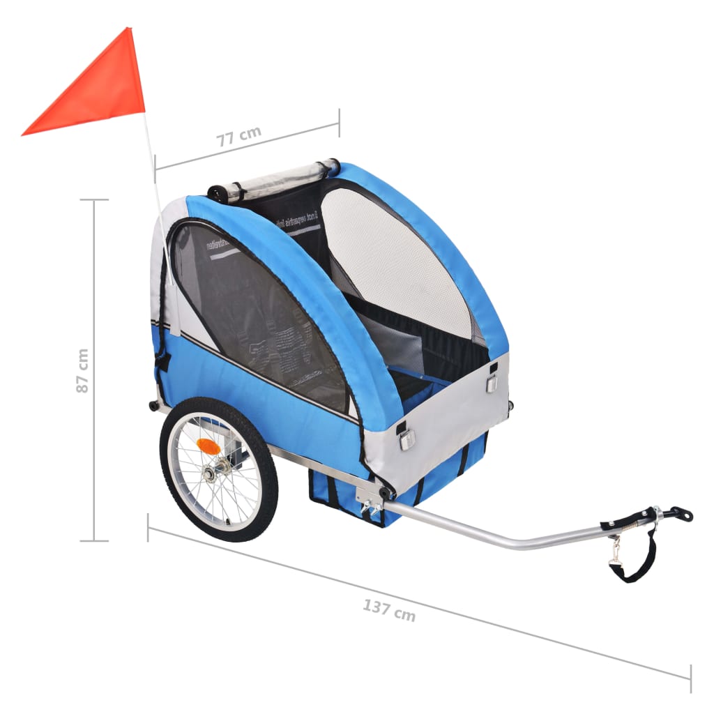 Bicycle Trailer Gray and Blue 30 kg