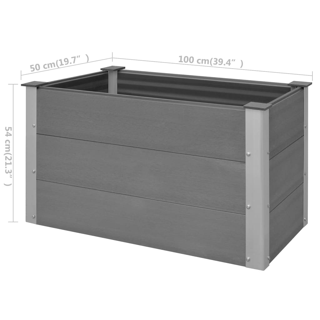 Lit surélevé de jardin WPC 100 x 50 x 54 cm gris