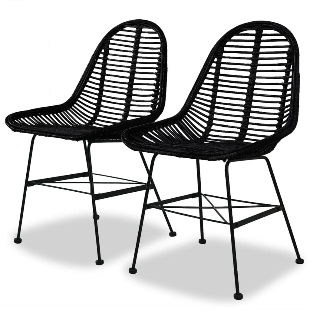 Dining chairs 2 pcs. Natural rattan black