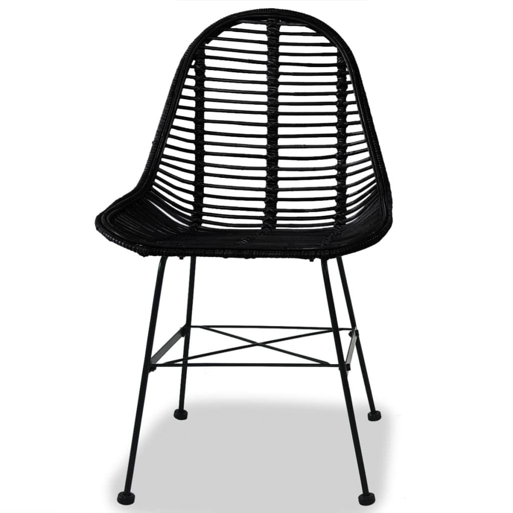 Dining chairs 2 pcs. Natural rattan black