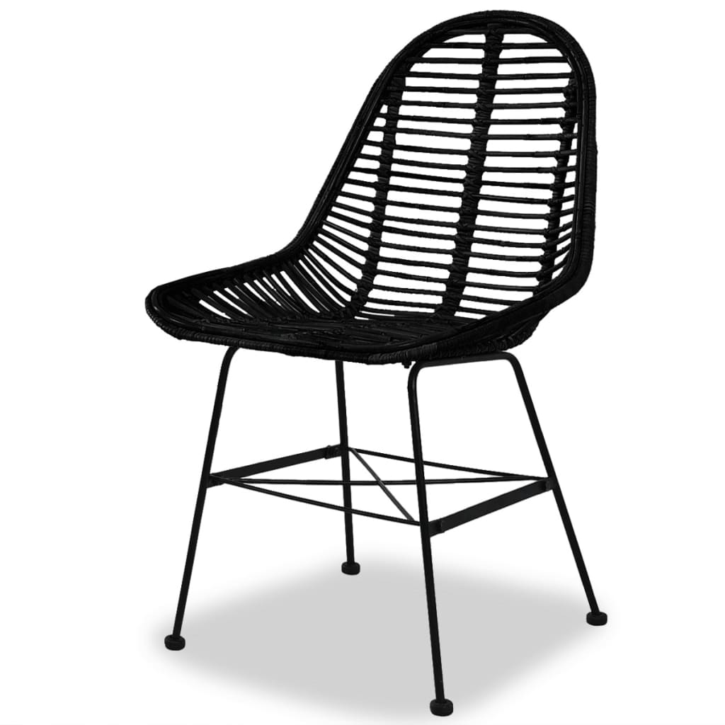 Dining chairs 2 pcs. Natural rattan black