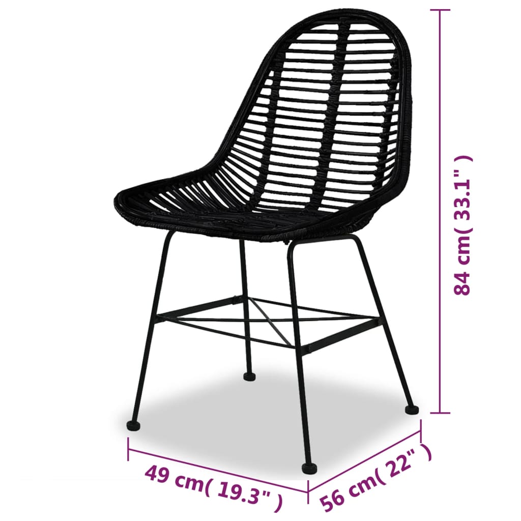 Dining chairs 2 pcs. Natural rattan black