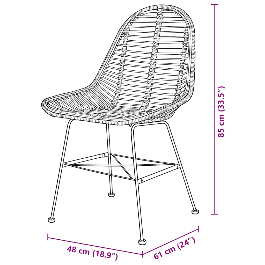 Esszimmerstühle 4 Stk. Natur Rattan Schwarz
