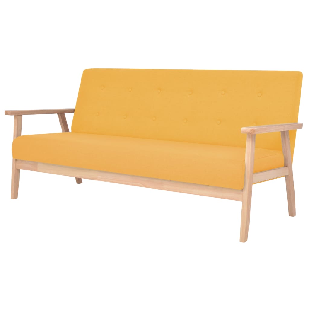 Canapé 3 places en tissu jaune
