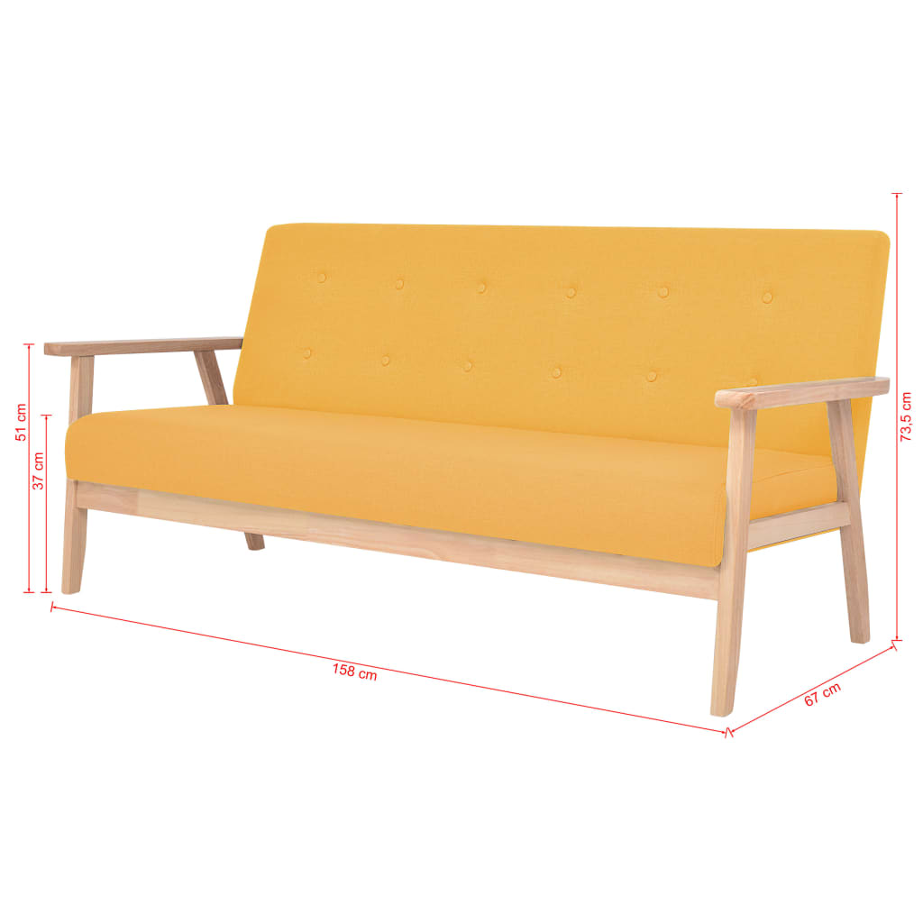 Canapé 3 places en tissu jaune