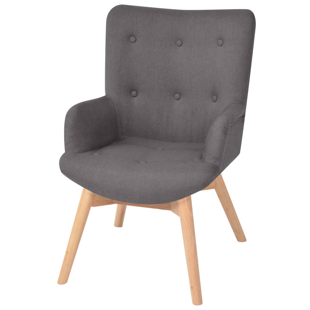 Sessel mit Fußhocker Grau Stoff