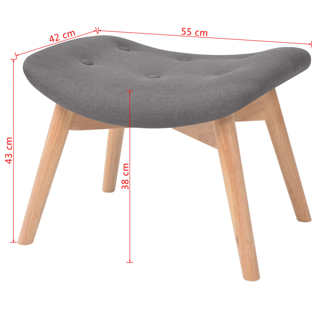 Sessel mit Fußhocker Grau Stoff