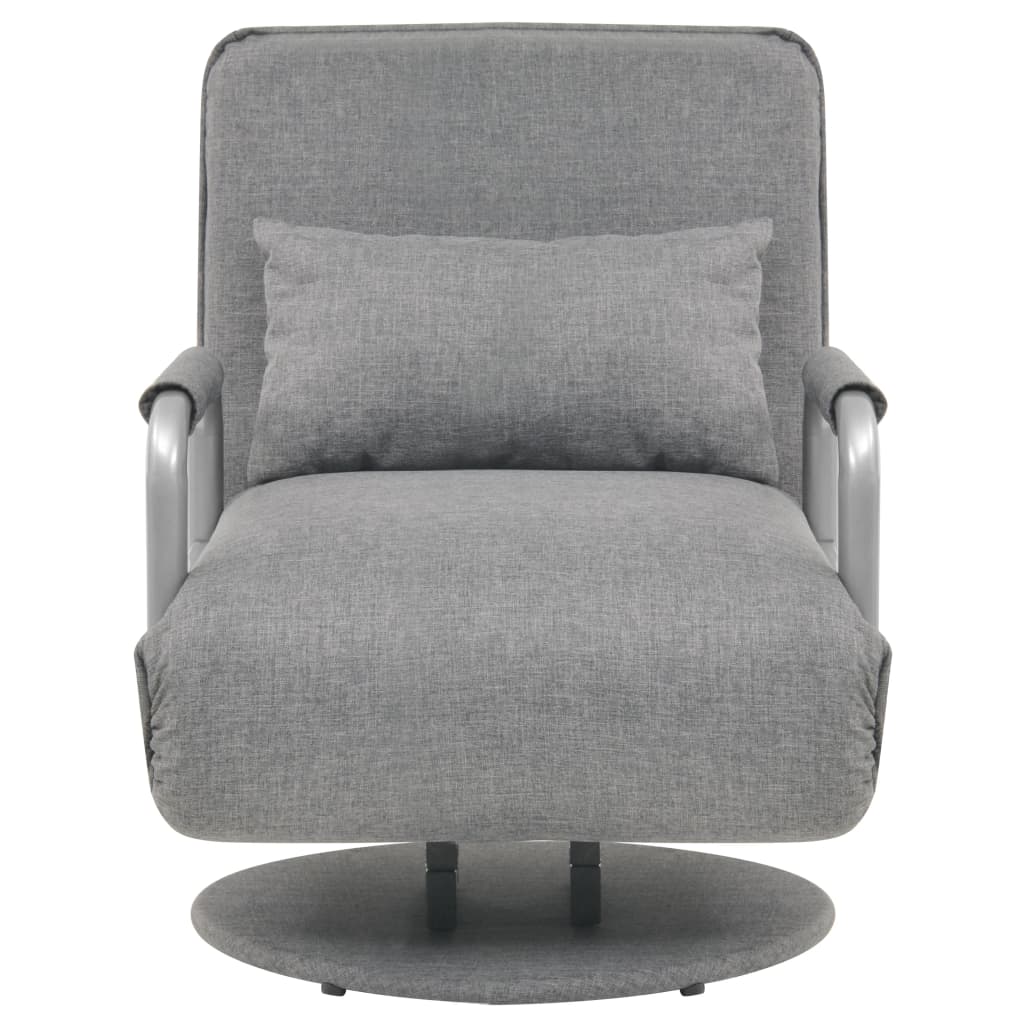 Fauteuil pivotant et canapé-lit en tissu gris clair