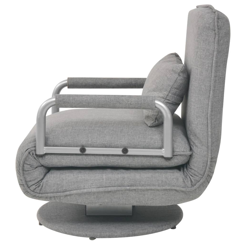 Fauteuil pivotant et canapé-lit en tissu gris clair