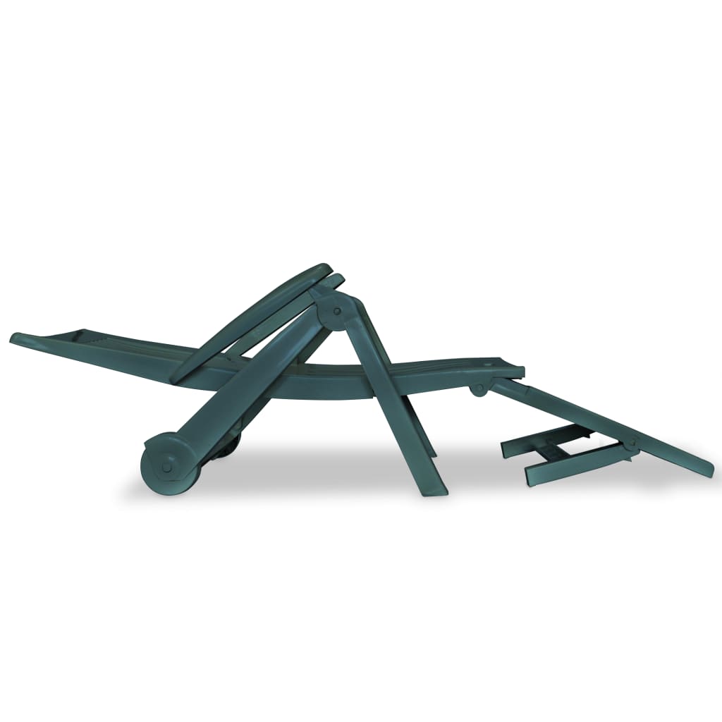 Chaise longue avec repose-pieds réglable en plastique vert