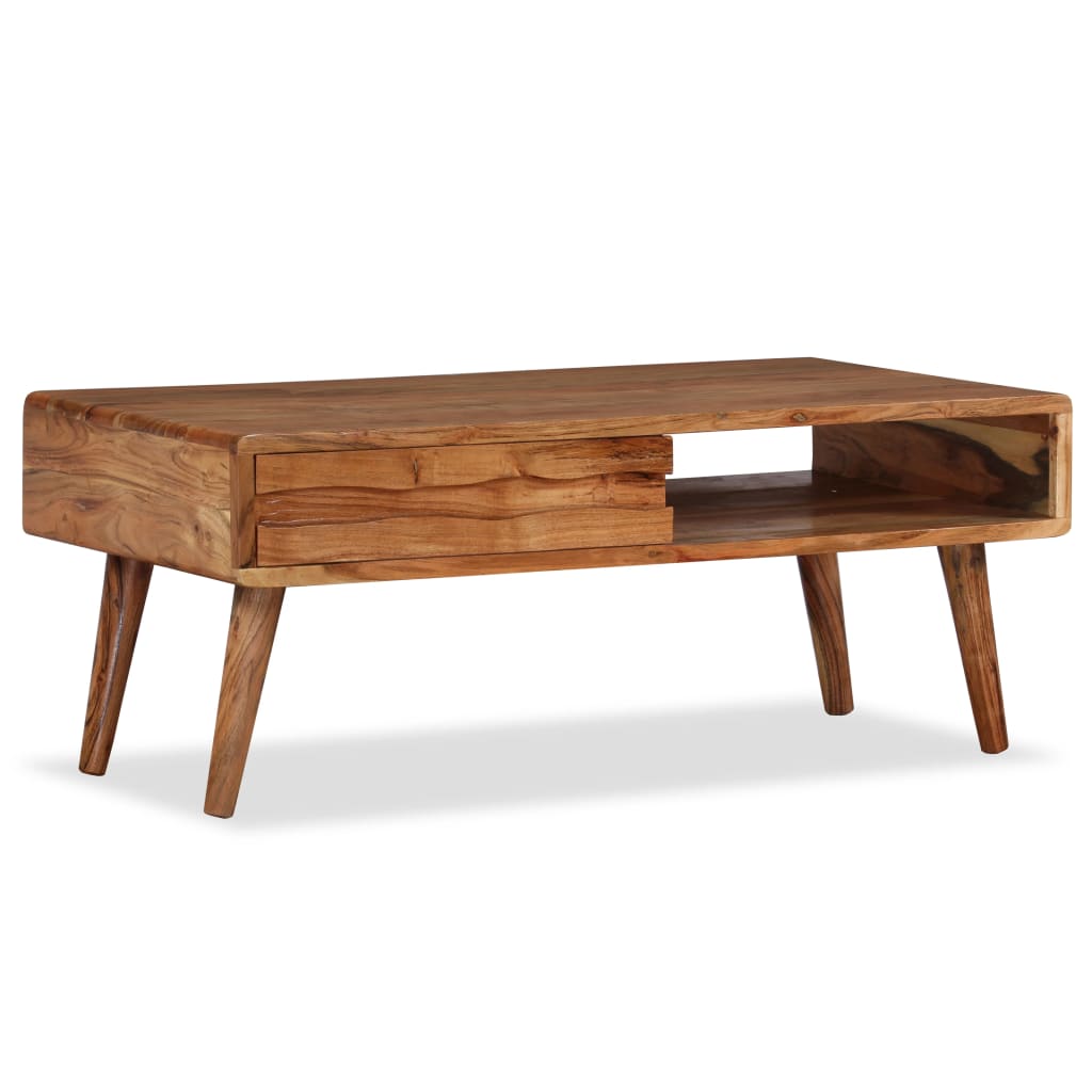 Table basse avec tiroir, bois massif, sculpté 100x50x40 cm