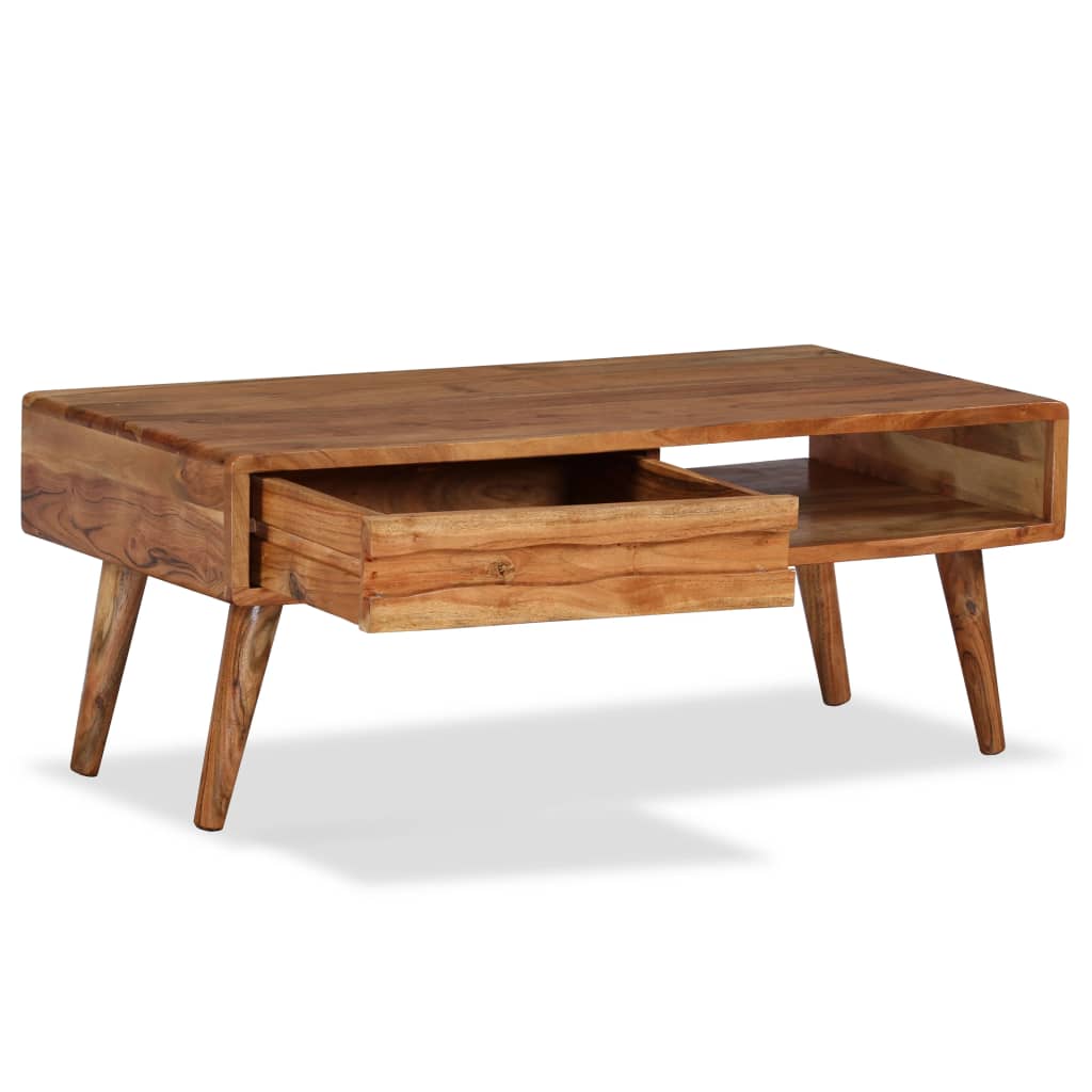 Table basse avec tiroir, bois massif, sculpté 100x50x40 cm