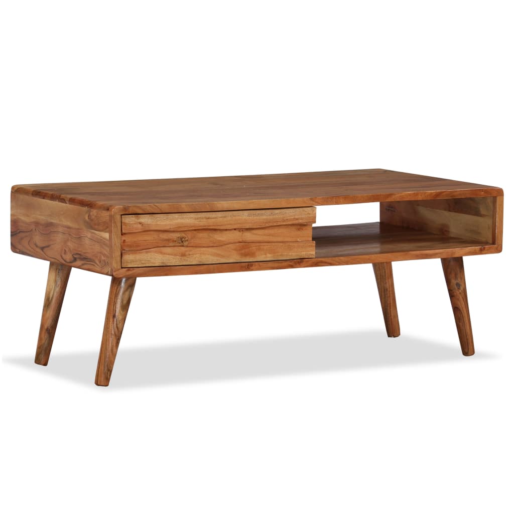 Table basse avec tiroir, bois massif, sculpté 100x50x40 cm