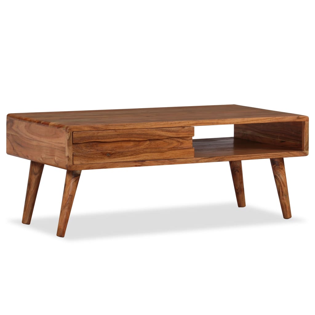 Table basse avec tiroir, bois massif, sculpté 100x50x40 cm