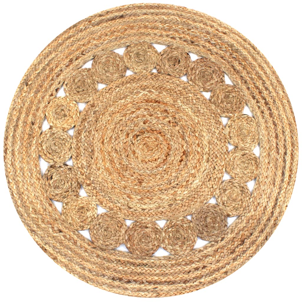 Jute braided rug 90 cm round